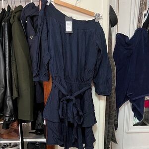 City Chic Navy Off-Shoulder Long Sleeve Dress